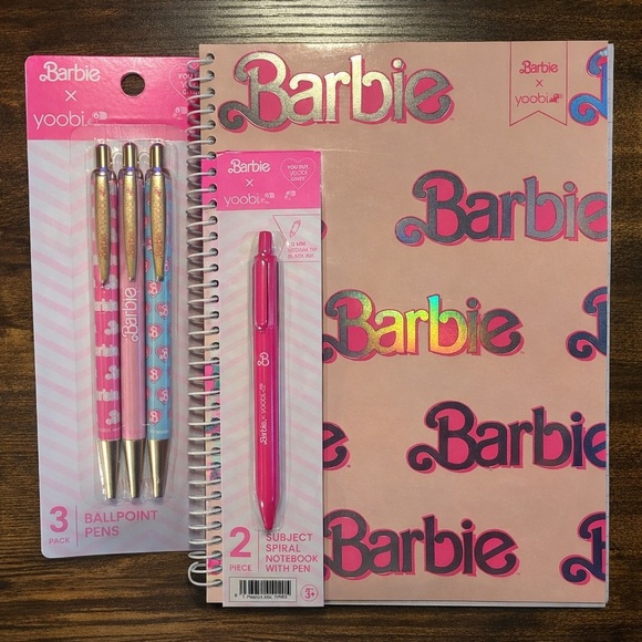 Yoobi Other - Barbie Yoobi Spiral Notebook & Pink and Blue Pen Trio